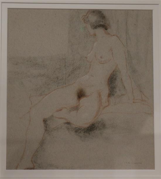 Jean Carrick Seated female nude 10.5 x 9.75in.